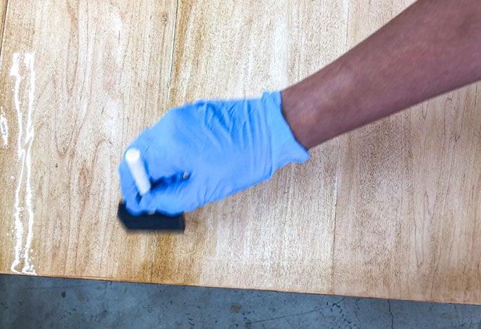 Applying protective coat to a DIY Dining table