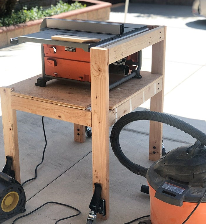 DIY Table Saw Stand With folding Outfeed Table- Anika's DIY Life