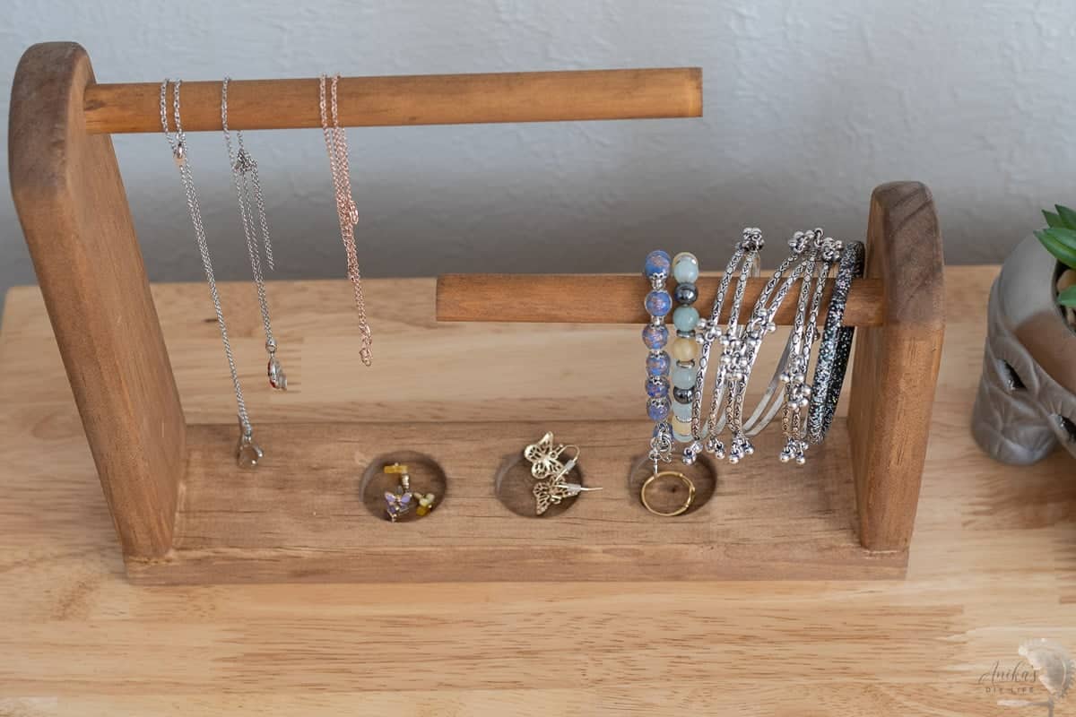 Top view of the DIY Jewelry Organizer