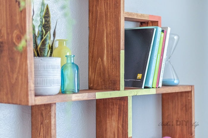 close up of diy somple wall shelf