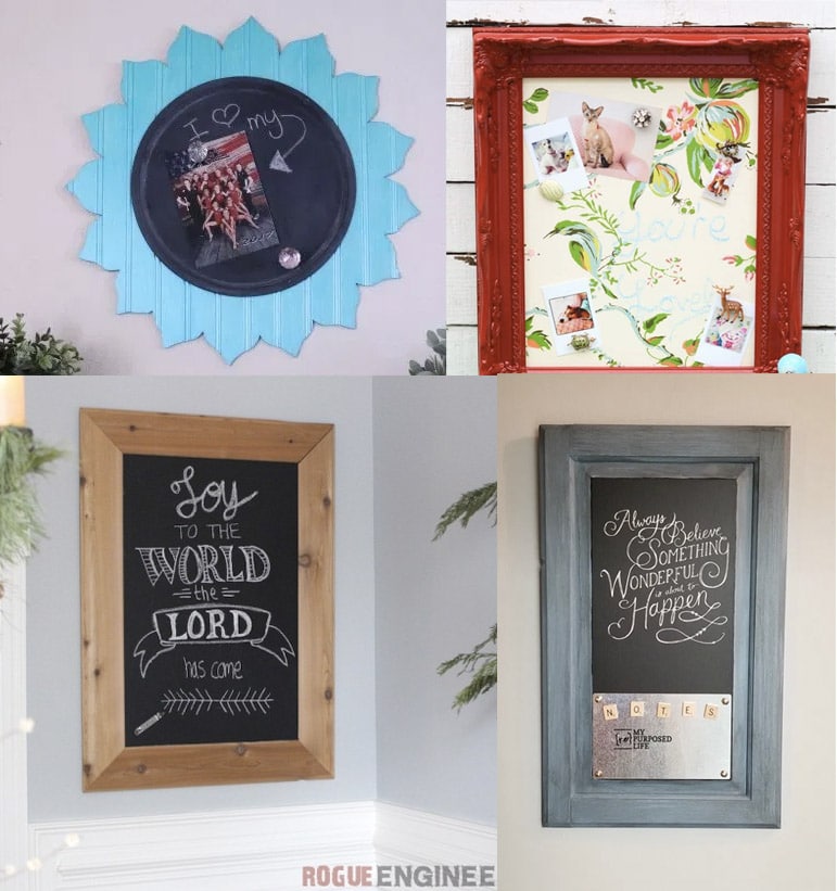 collage of unique DIY magnetic chalkboard ideas 