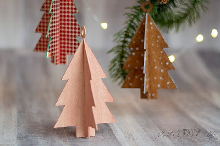 Close up stained wooden Christmas ornament