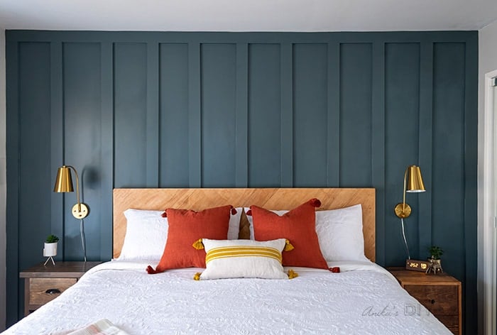 Bedroom with DIY board and batten wall