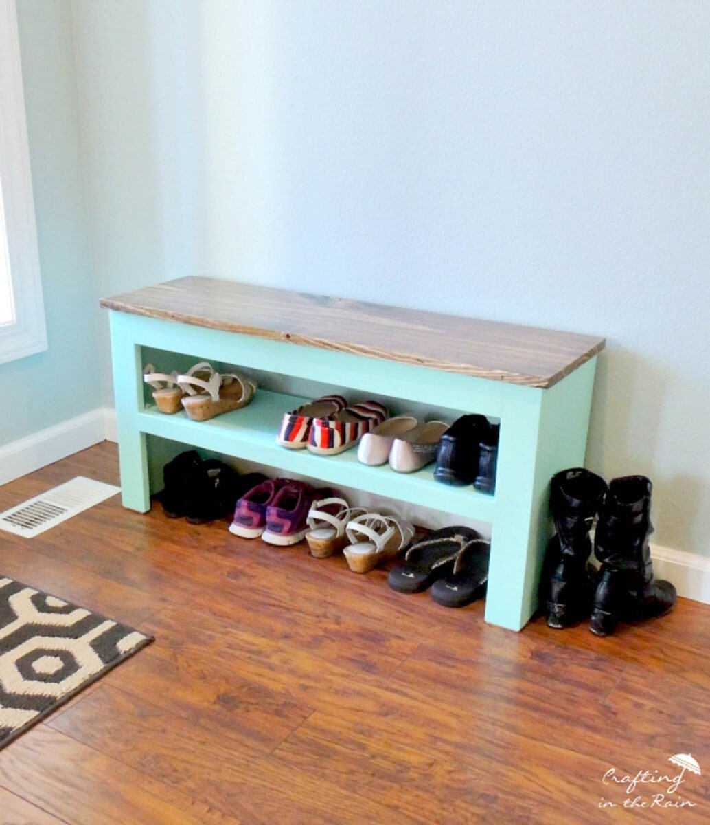 DIY Shoe Storage Bench Plans