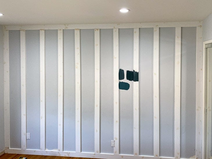 DIY Board and batten wall ready for paint