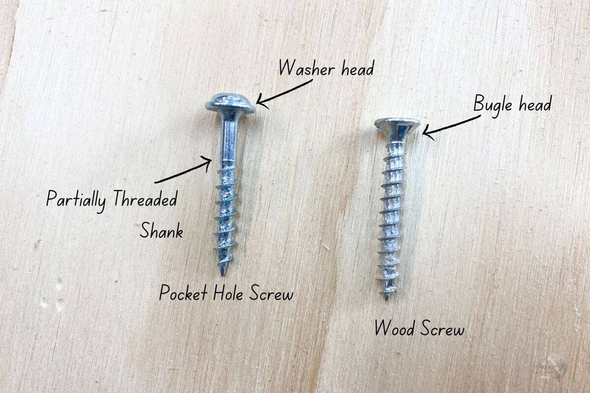 difference between the pocket hole screw and a regular wood screw