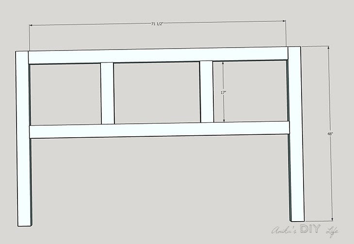 schematic plans for the DIY plywood headboard