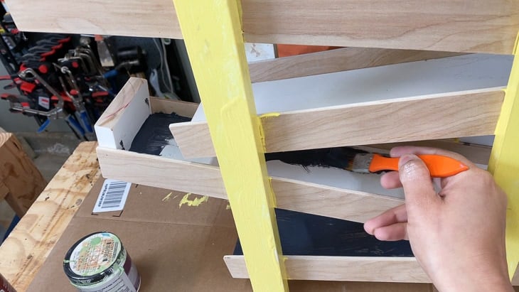 Painting the DIY toy car ramp