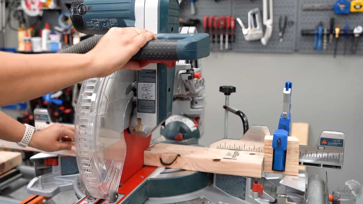 using a stop block clamped to the fence and making cuts on a miter saw.
