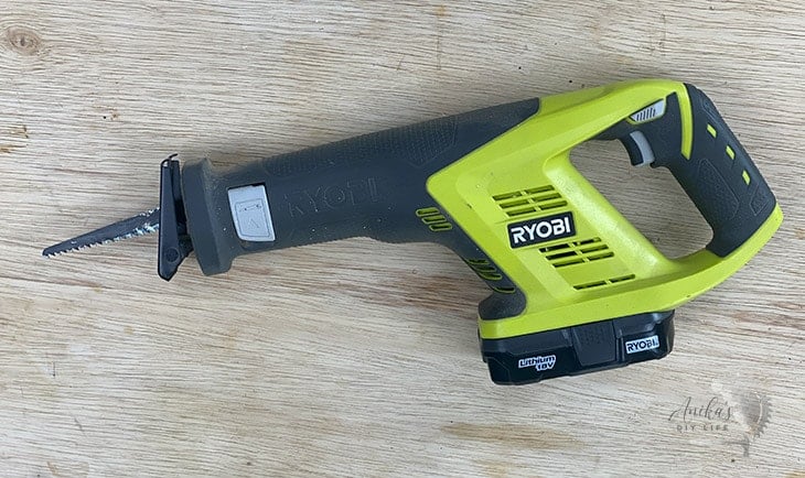 A Reciprocating saw on a workbench