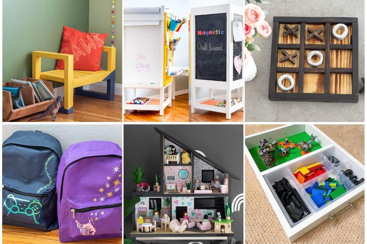 Image collage of six DIY gift for kids