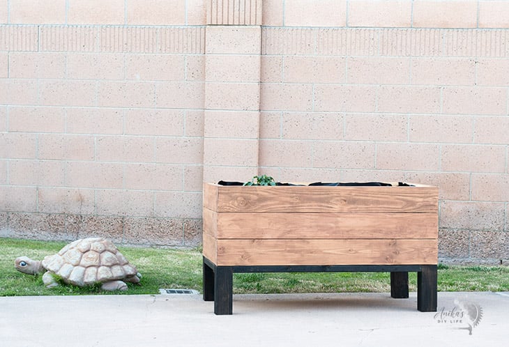 Simple DIY self watering planter box in backyard