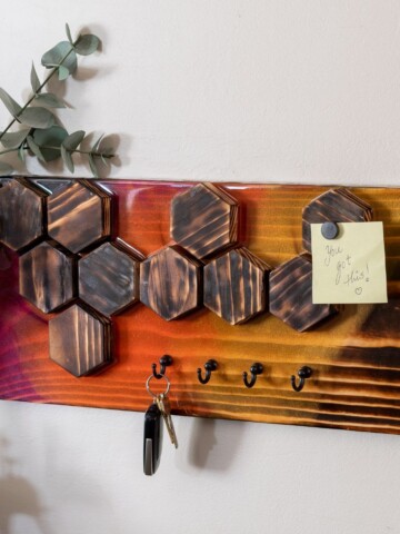 Learn how to make an easy but quirky DIY wall key holder with magnetic tiles using wood and colorful epoxy. It also makes a great mask holder.