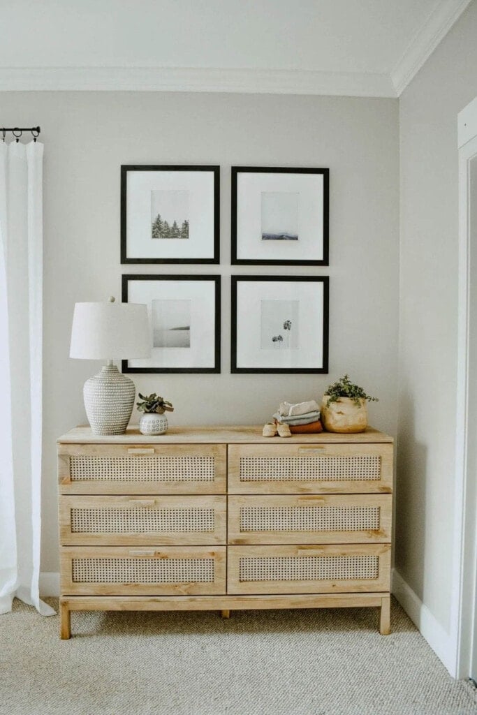 Six drawer dresser with cane webbing drawer fronts