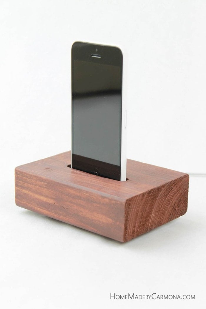 phone charging station made from scrap 2x4s