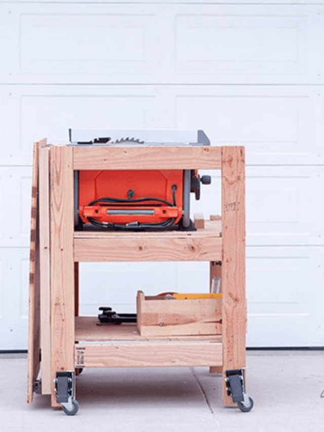 DIY TABLE SAW STAND WITH FOLDING OUTFEED TABLE Anika's DIY Life