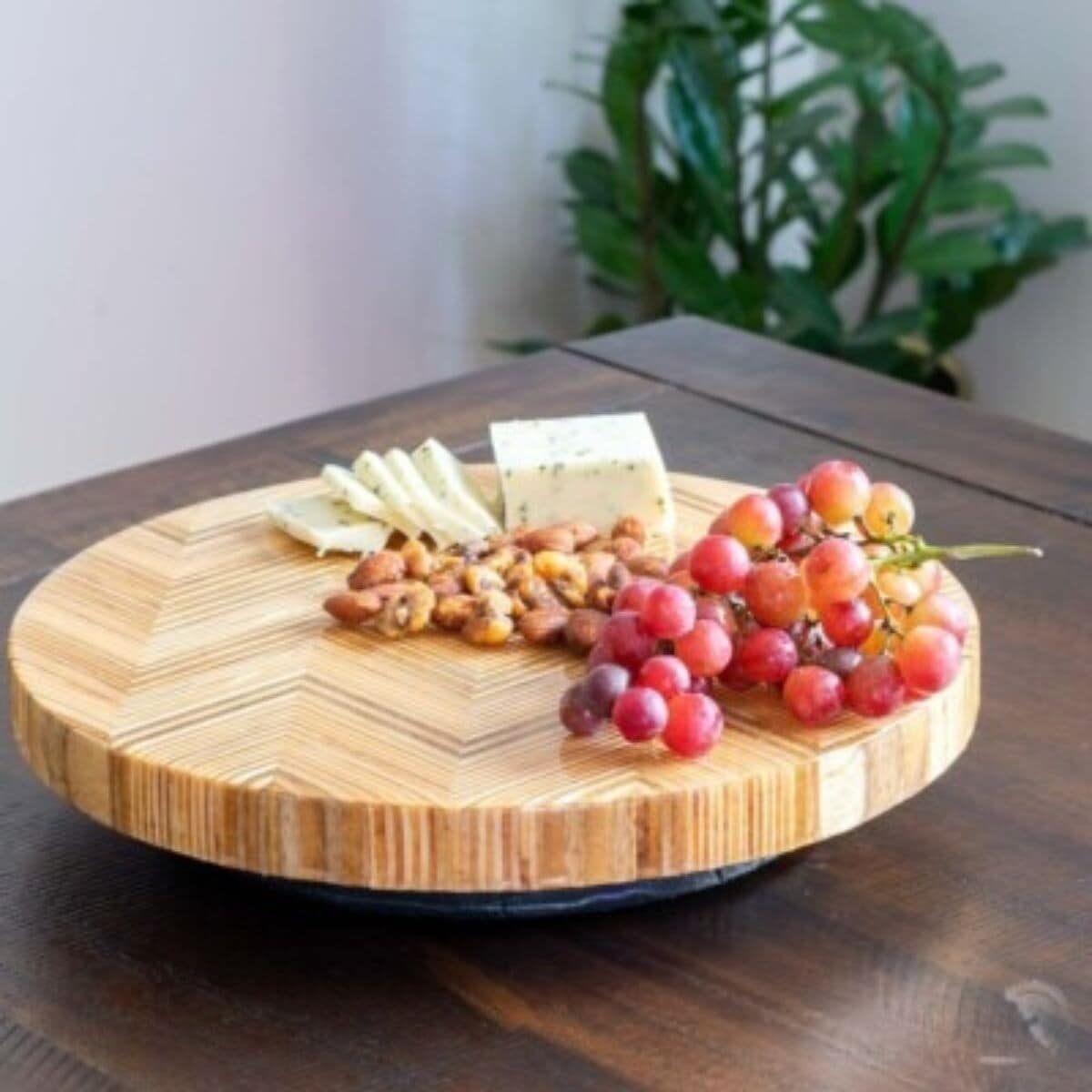 Learn how to make a DIY Lazy Susan with this step-by-step tutorial and video. We use patterned plywood to take it up a notch!
