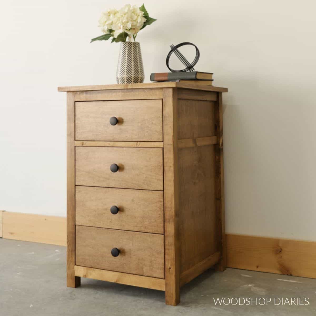 DIY nightstand idea with 4 drawers