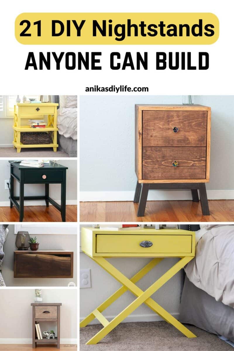 Image collage of six DIY nightstand ideas with text overlay