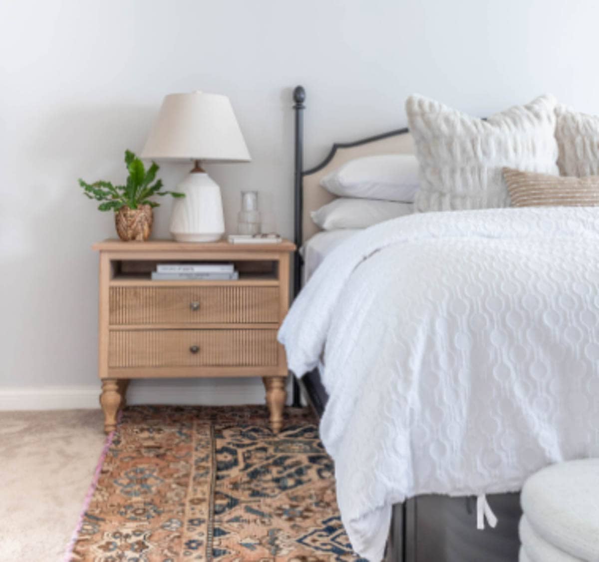nightstand with fluted detail