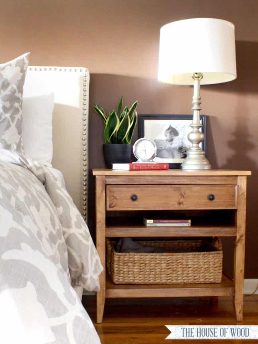 single drawer nightstand with two shelves