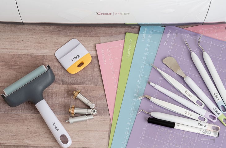 Cricut Maker accessories on a table