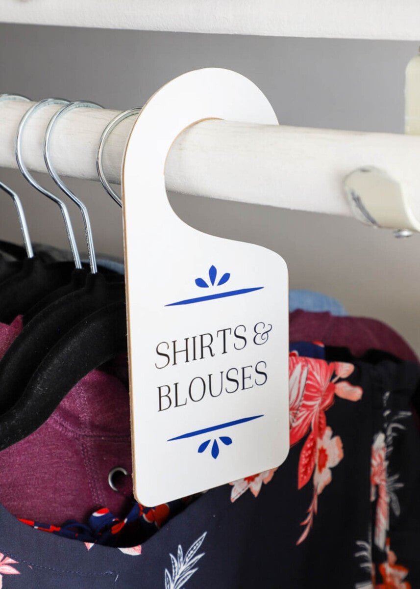 Cricut wood project idea for hanging closet dividers
