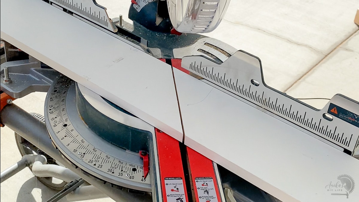 Scrap board cut at 45-degree angle