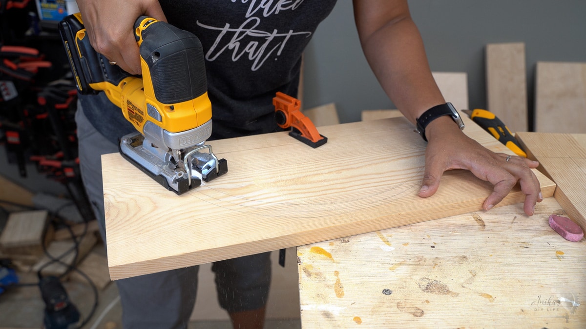 Cutting out the drawer face using a jigsaw