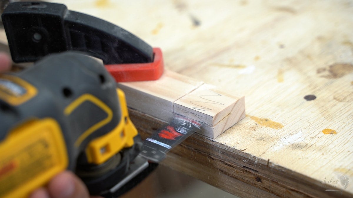 Half lap cut from the side using an oscillating tool