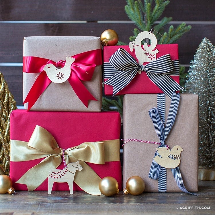 Four style off gift tags made with Cricut for your Cricut gift ideas