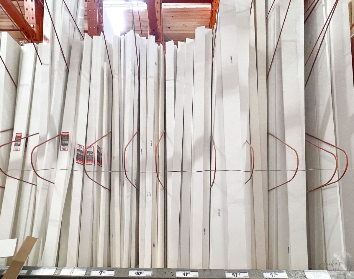 pre-primed boards in the lumber aisle