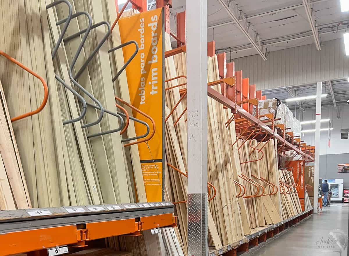 View of the lumber aisle.