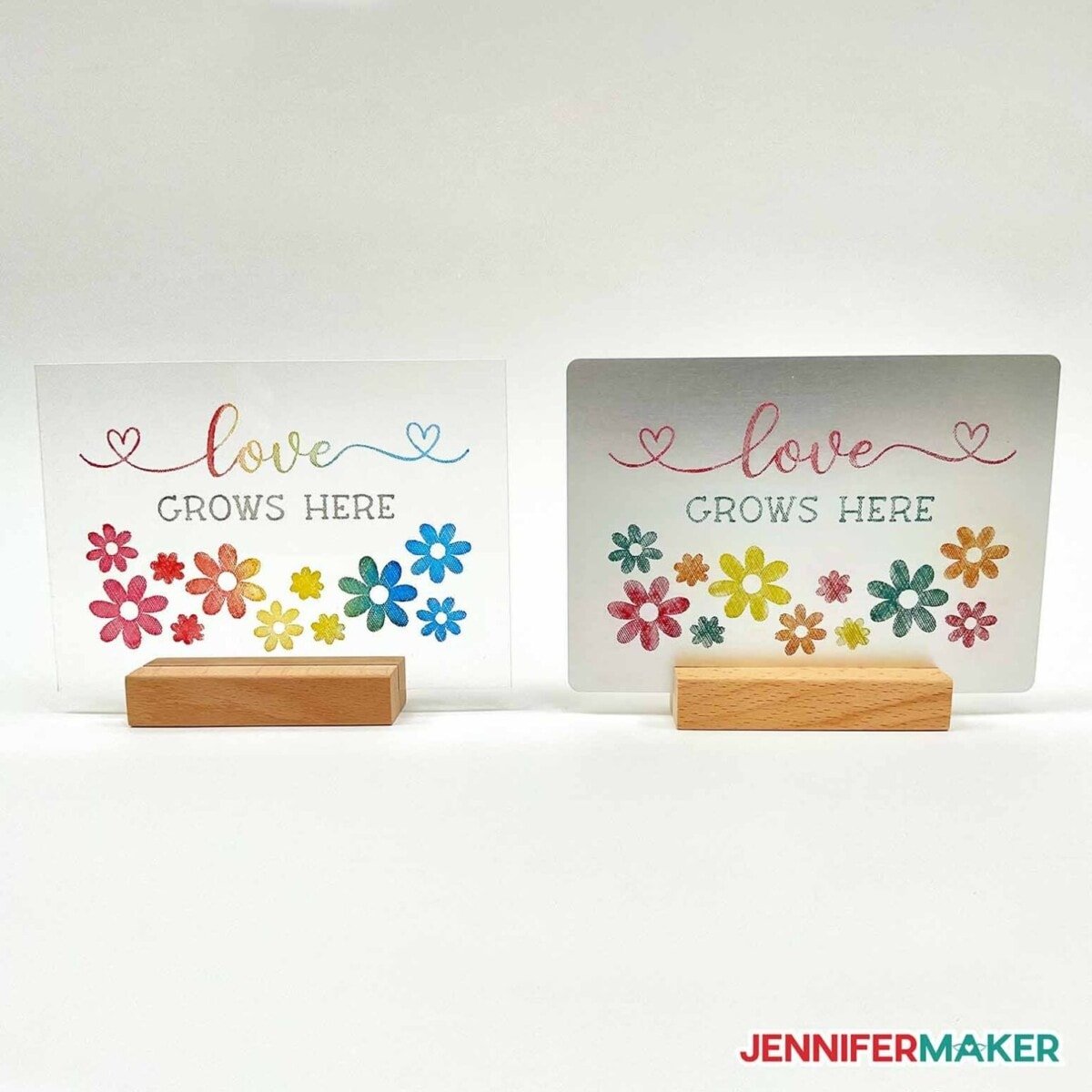 Love grows here engraved on metal with the cricut engraving tip