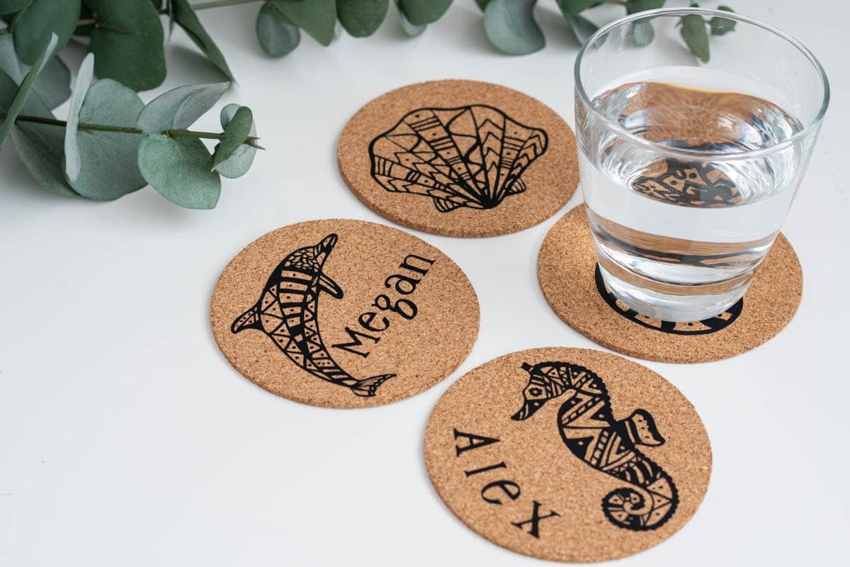 cork coasters DIY gift for her personalized with Cricut