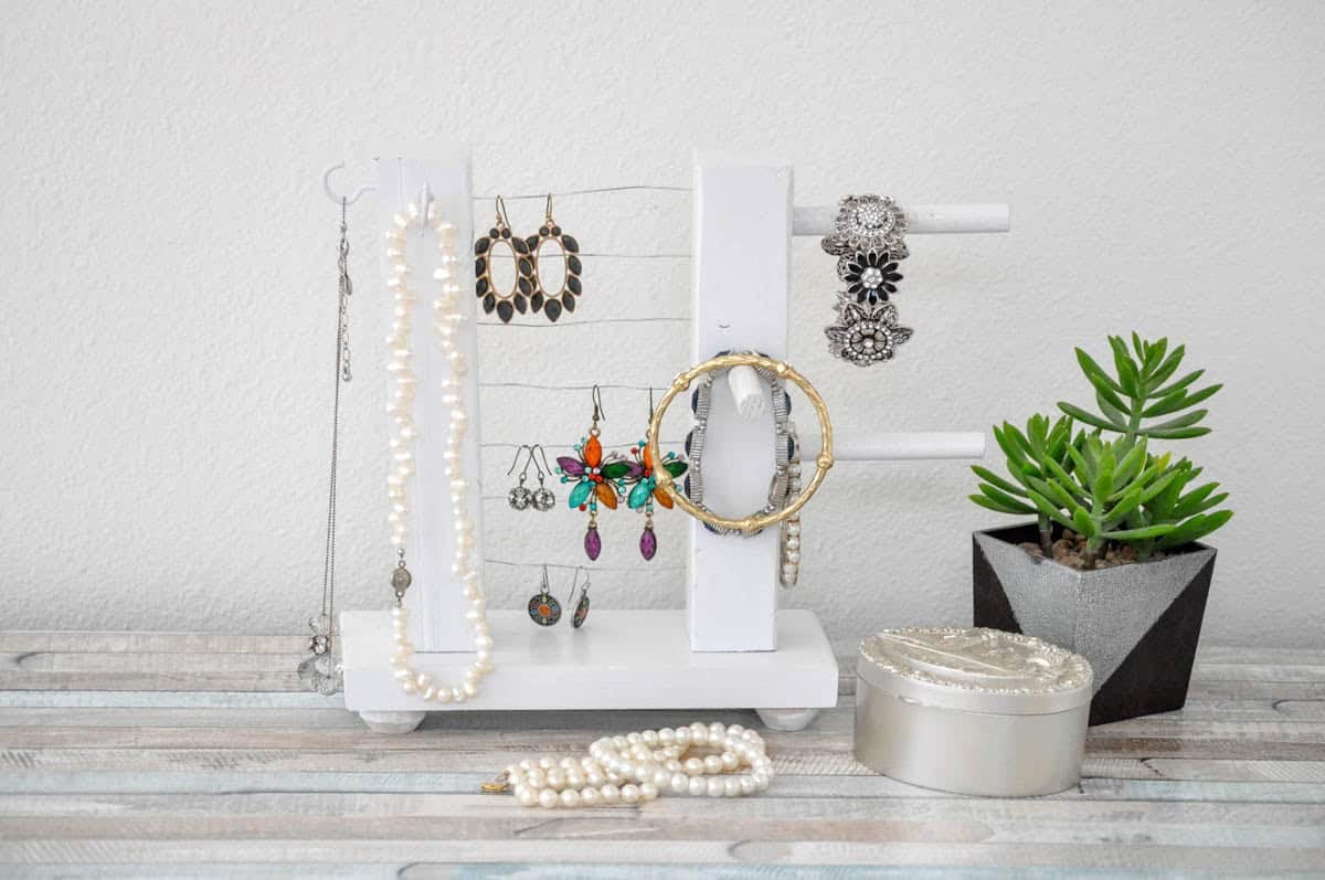 DIY jewelry holder painted white