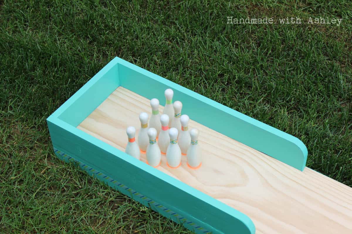 DIY outdoor bowling lane game 