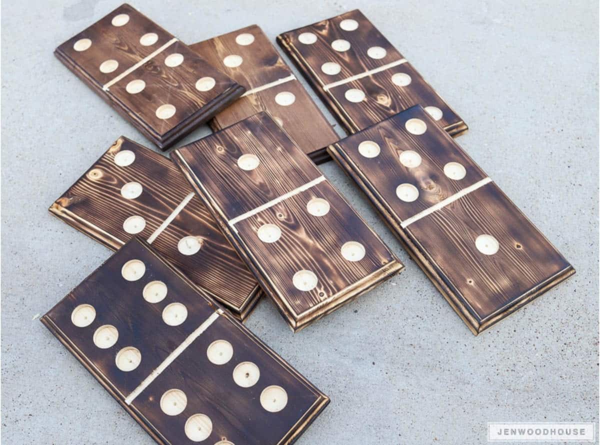 DIY yard dominoes made with wood
