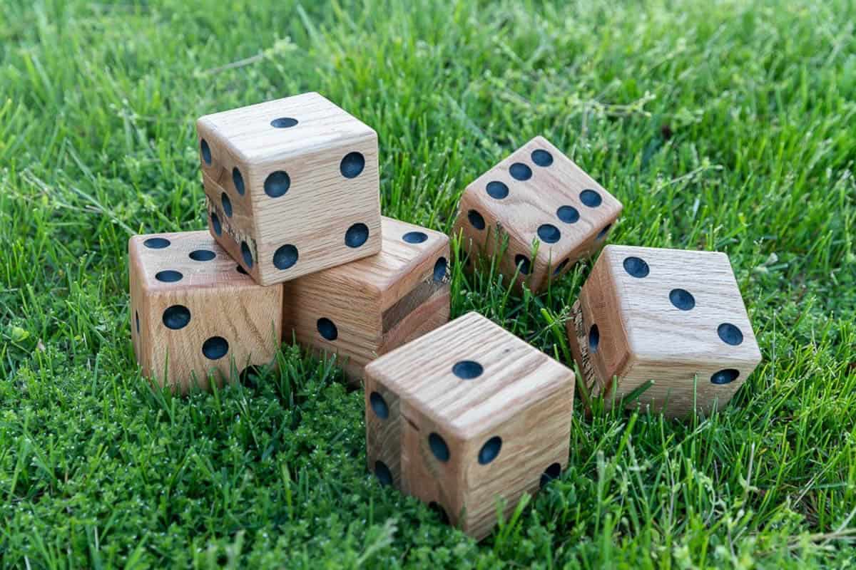 Large wood dice made from scrap 4x4s