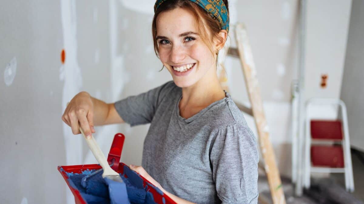 Woman getting ready to paint