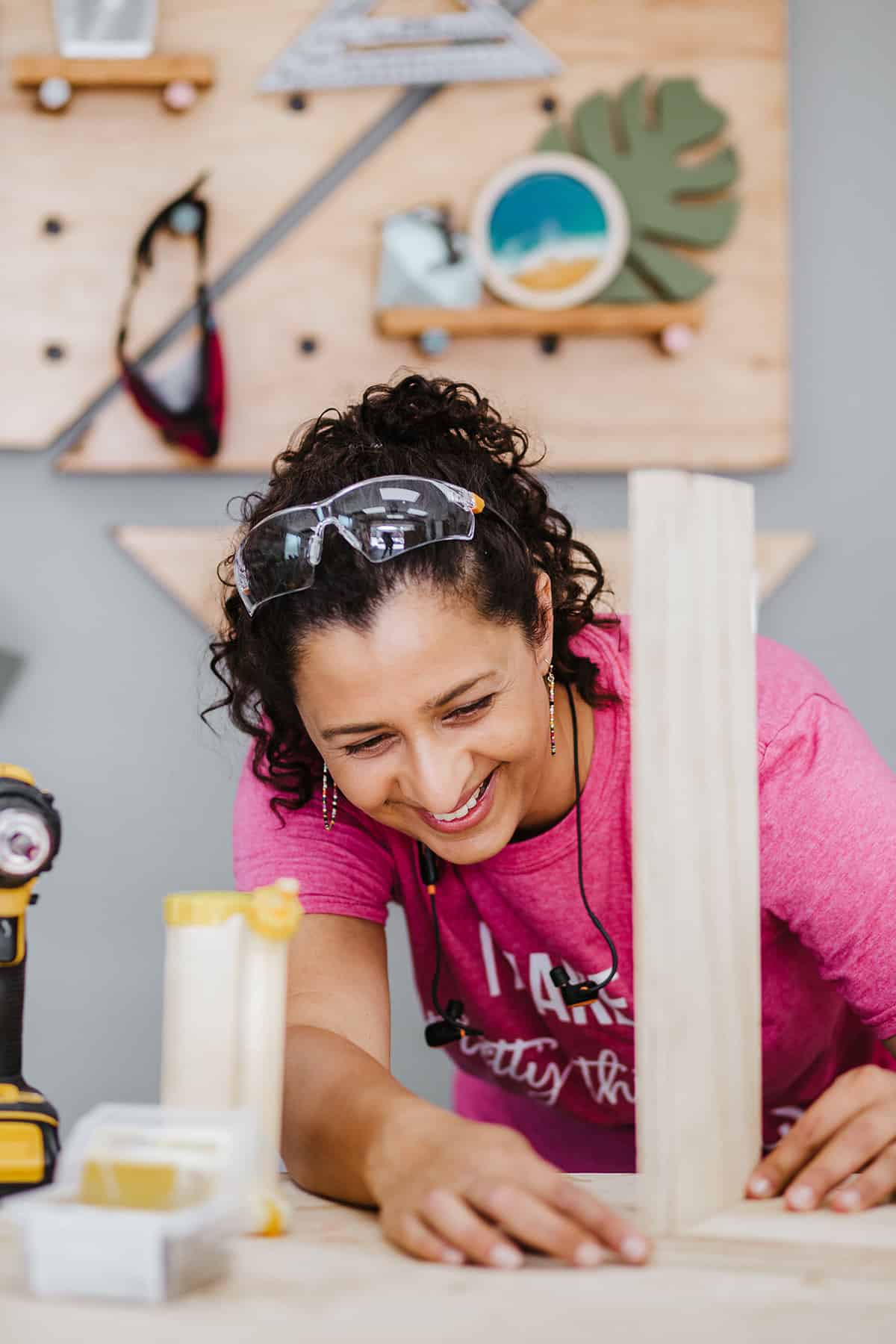 Anika building with wood in workshop