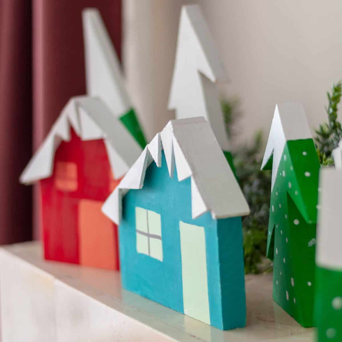 DIY Christmas village wood project ideas for kids