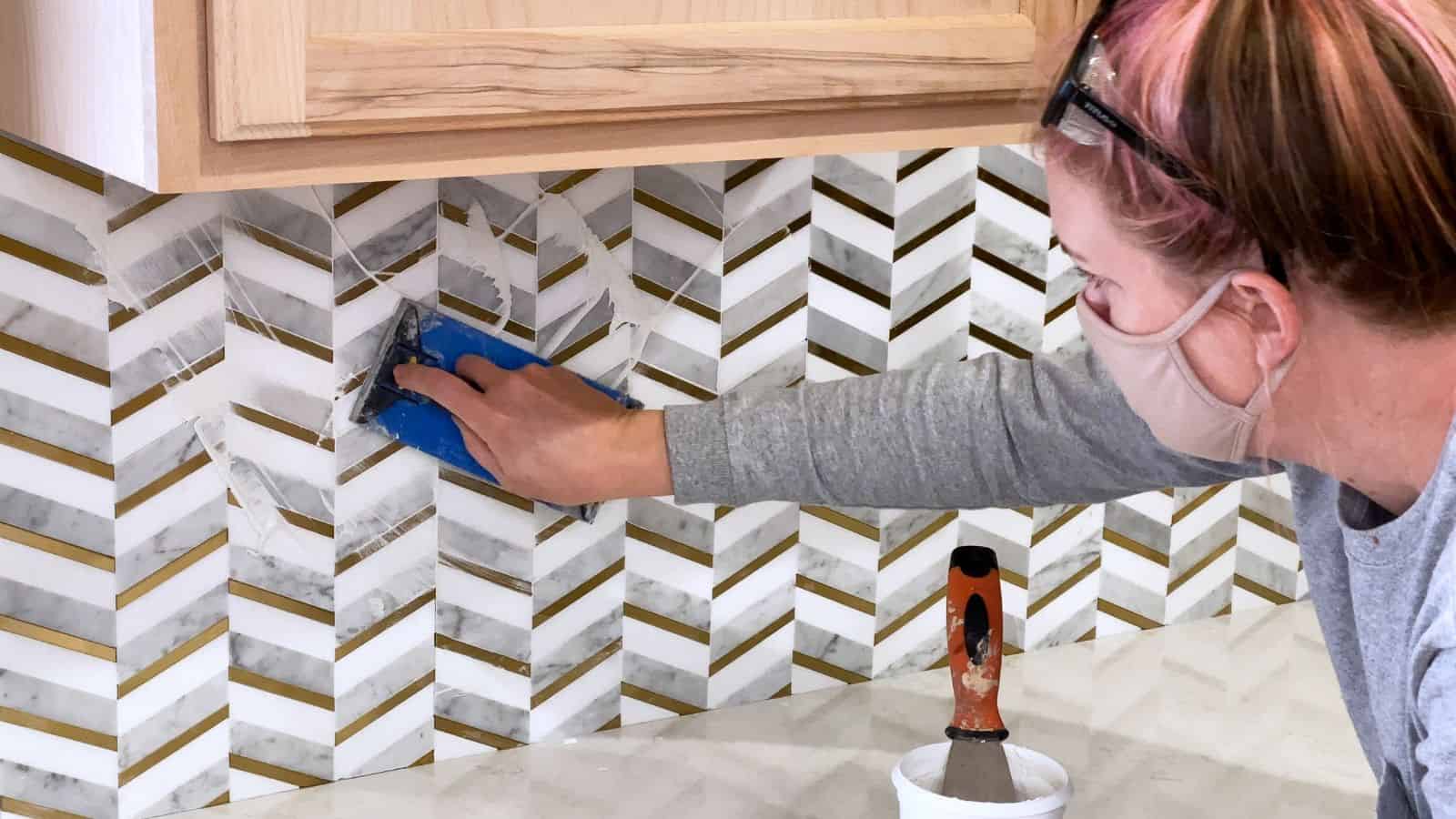 grouting backsplash