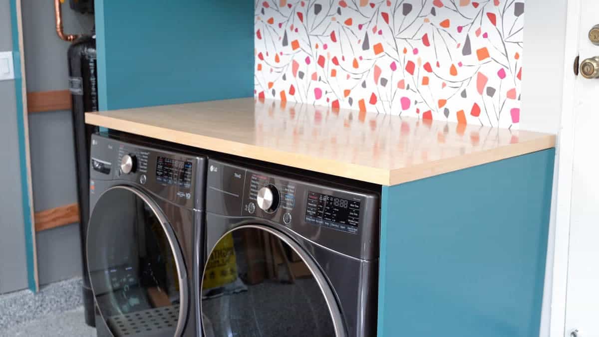 DIY laundry countertop made from plywood