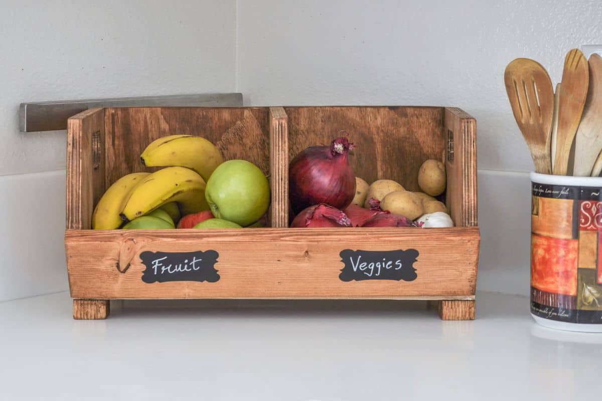 scrap plywood project, divided storage bin