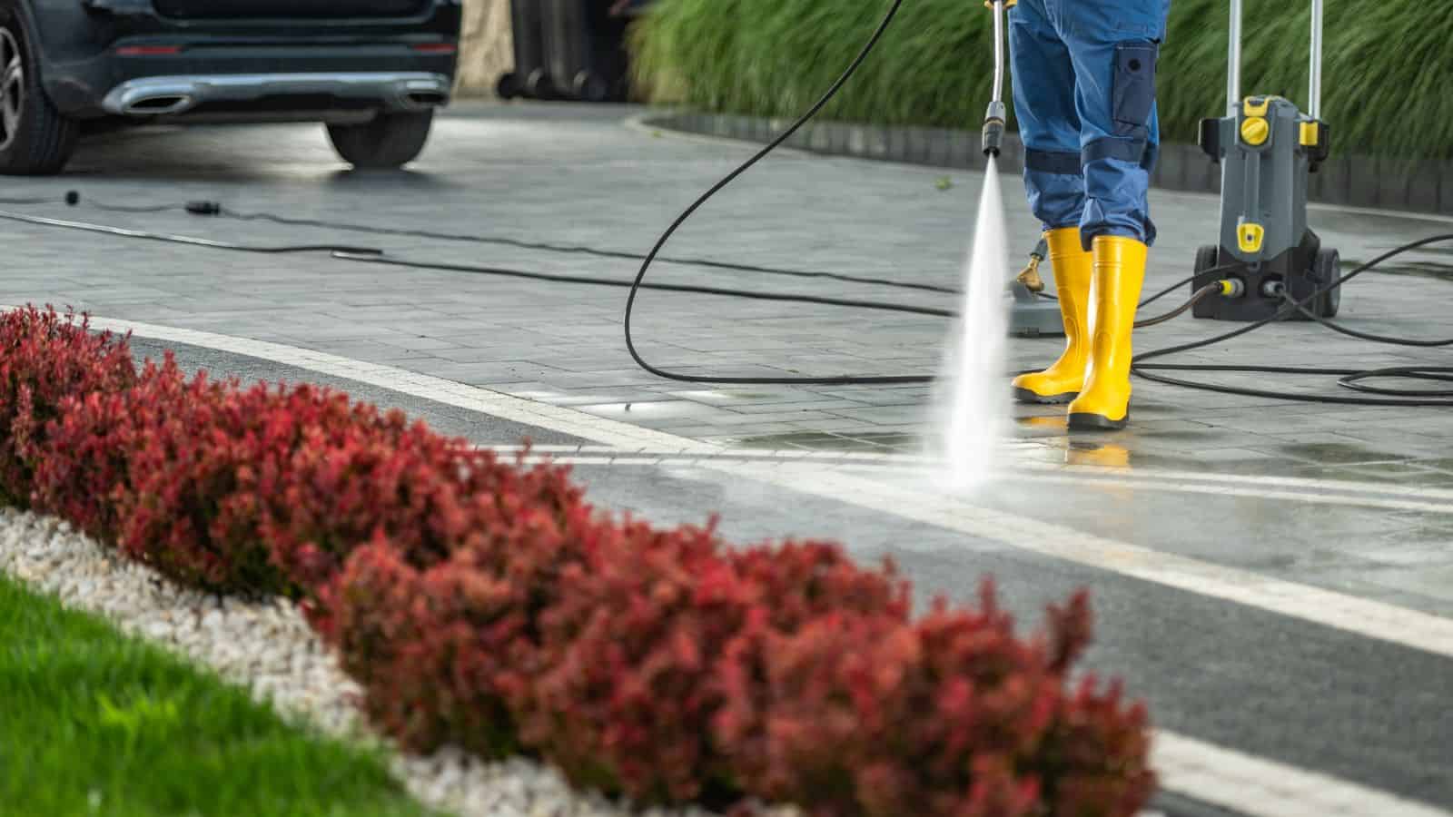 power washing driveway