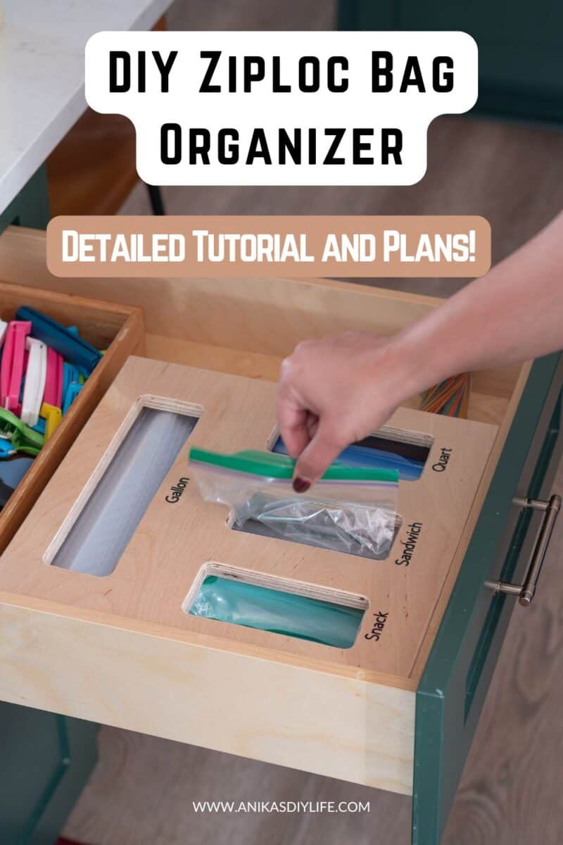 Anika pulling a baggie out of a DIY ziploc drawer organizer