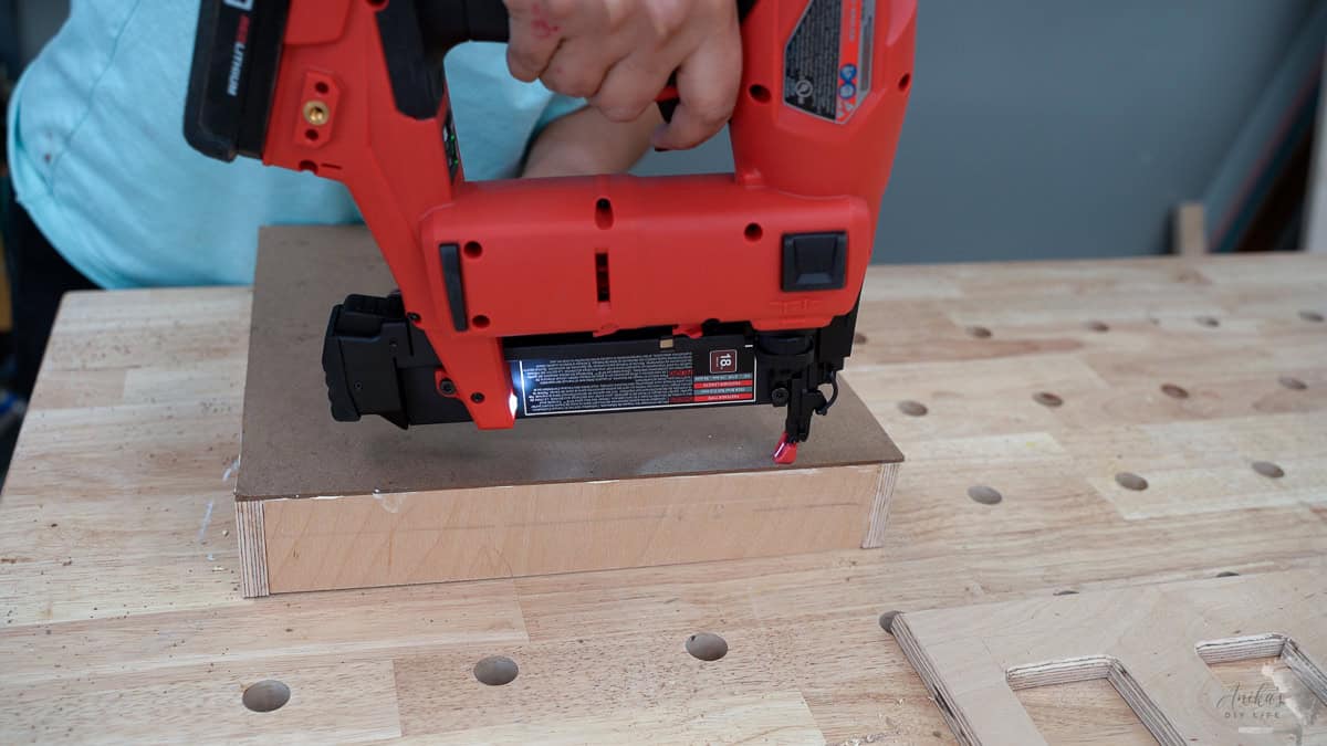 attaching the bottom using brad nails