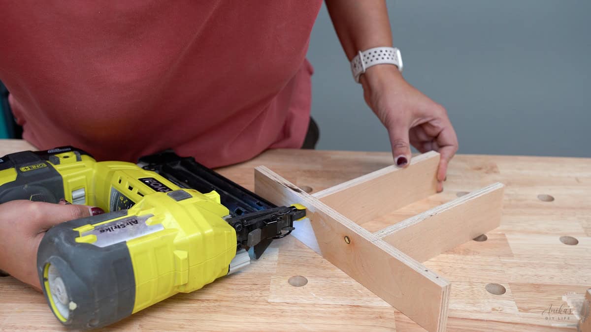 Building the divider using brad nails and wood glue. 