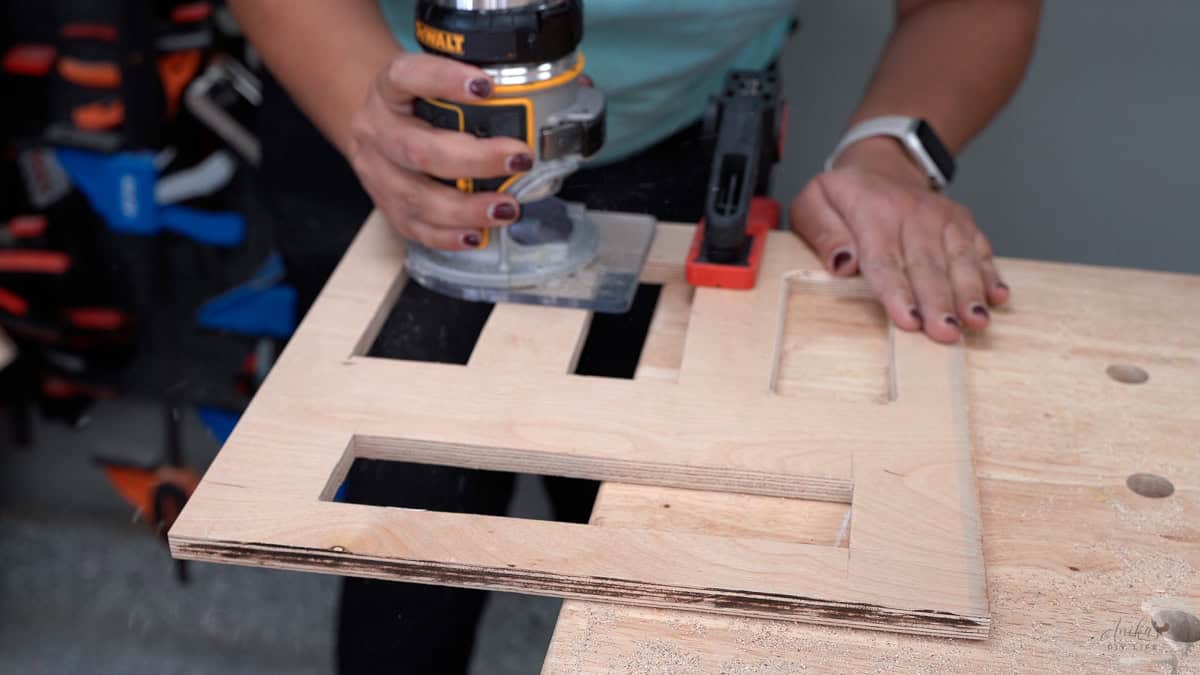 running the router over the cut edges to give it a slight roundover